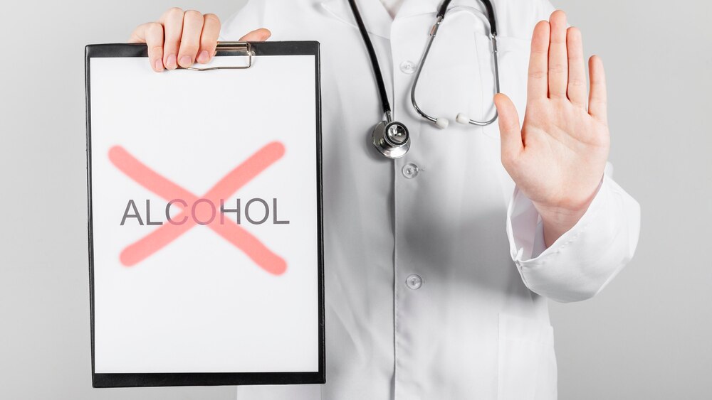 Close-up stop drinking alcohol